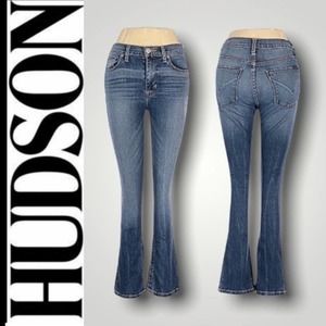 HUDSON HIGH RISE CROP HARPER BABY MEDIUM BLUE WASH DENIM JEANS - 25